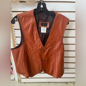 Men's Leather Ostrich Vest Western Style orange/redish